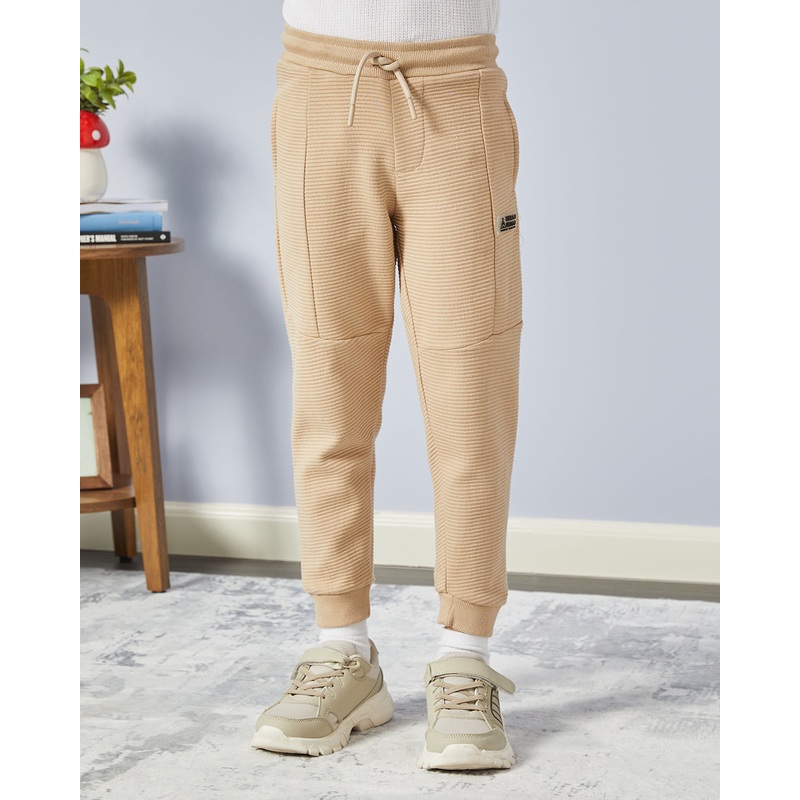 Boys Beige Ottoman Track Pants