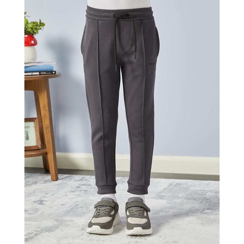 Boys Charcoal Detailed Minimalist Track Pants