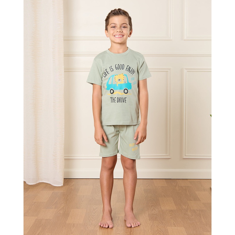 Boys Grey Lion Print Pyjama Set (2 Piece)