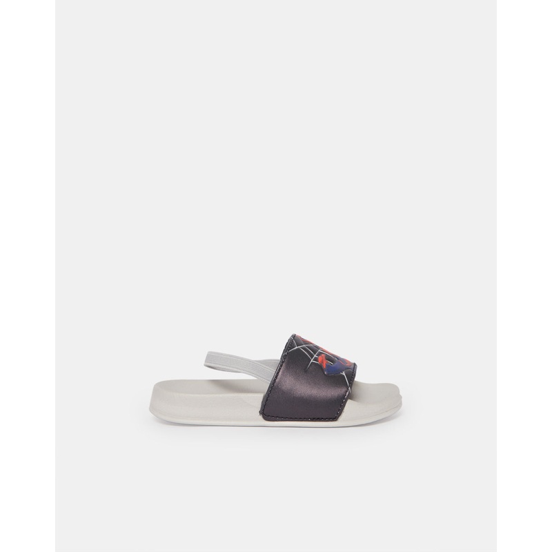 Boys Grey Spiderman Printed Slide