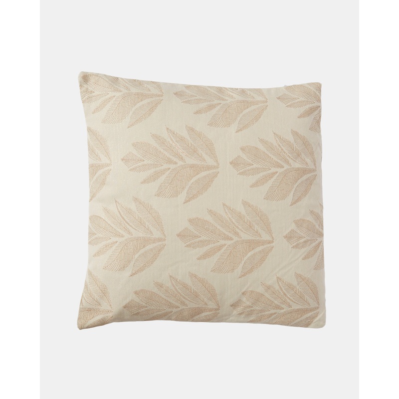 Cream Leaf Jacquard Cushion