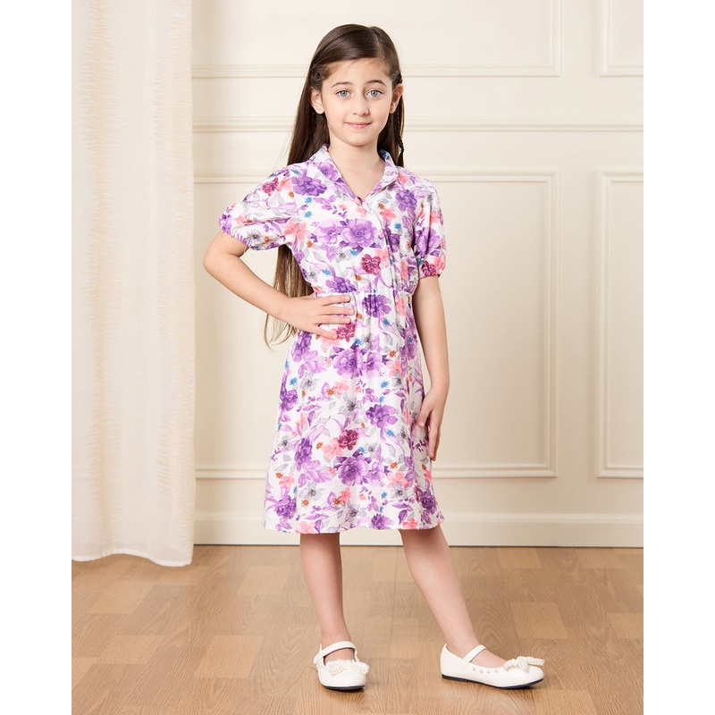 Girls Assorted Printed Short Sleeve Casual Dress