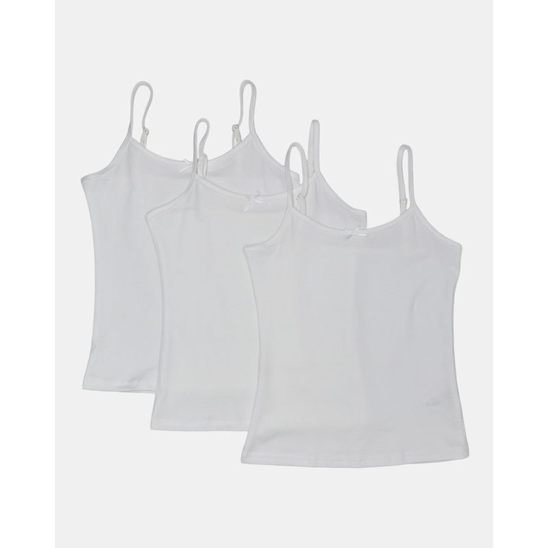 Girls Grey Plain Basic Vest Set (Pack Of 3)