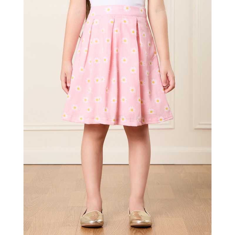 Girls Pink Printed Skirt|2-3 Years|3-4 Years|4-5 Years|5-6 Years|6-7 Years|7-8 Years