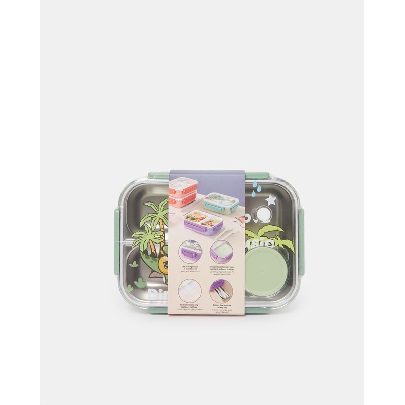 Green 3 Compartment Insulated Lunch Box