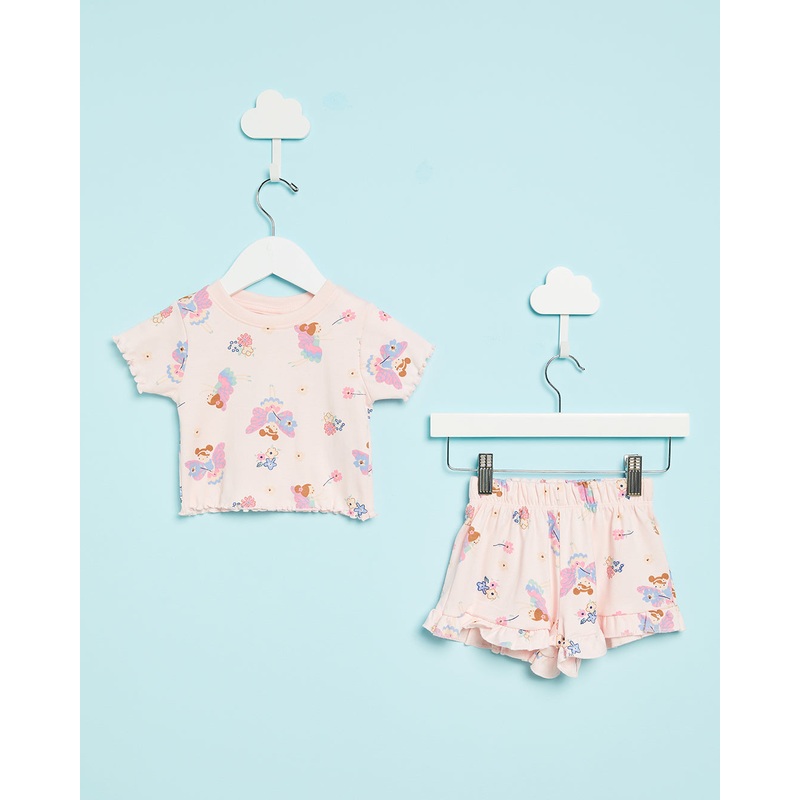 Infant Girls Pink Fairy Print Pyjama Set (2 Piece)