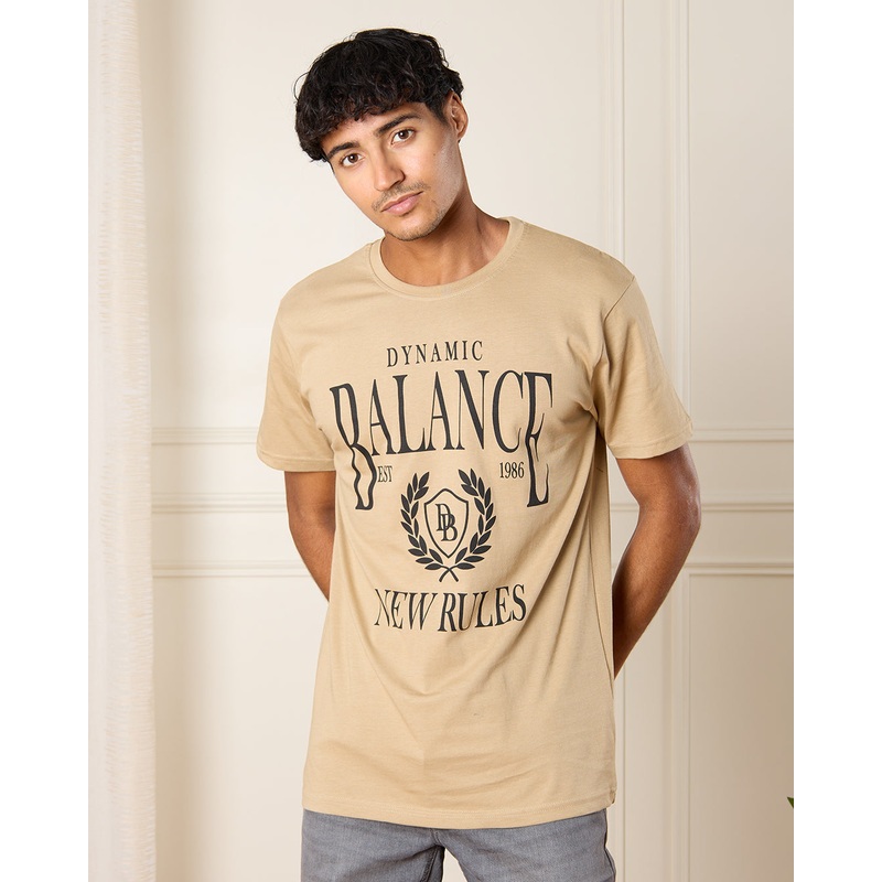 Men Beige Dynamic Balance T-Shirt