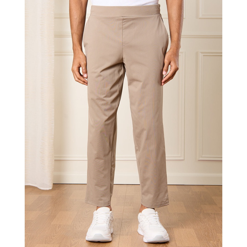 Men Beige Plain Track Pants|Small|Medium|Large|X-Large