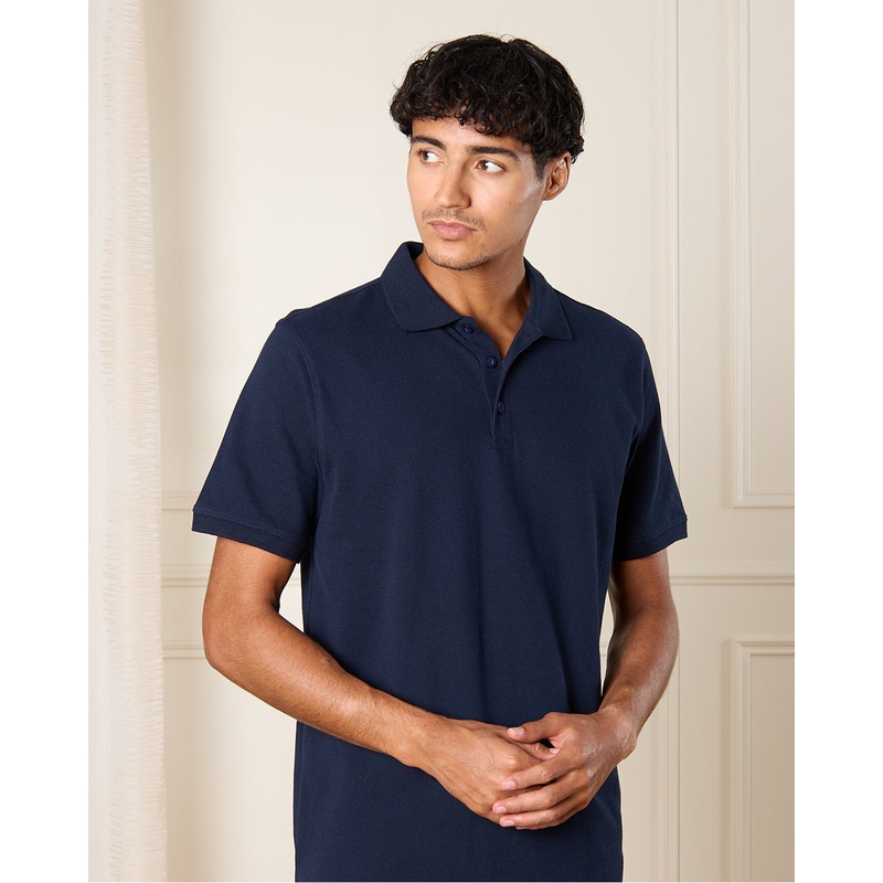 Men Black Plain Basic Polo Shirt