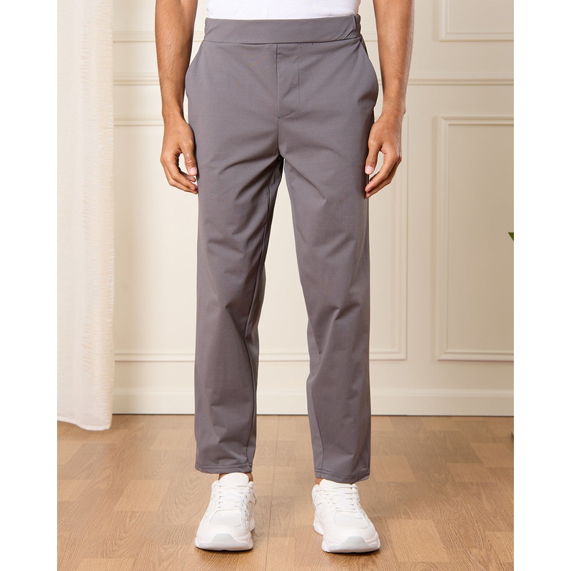 Men Charcoal Plain Track Pants