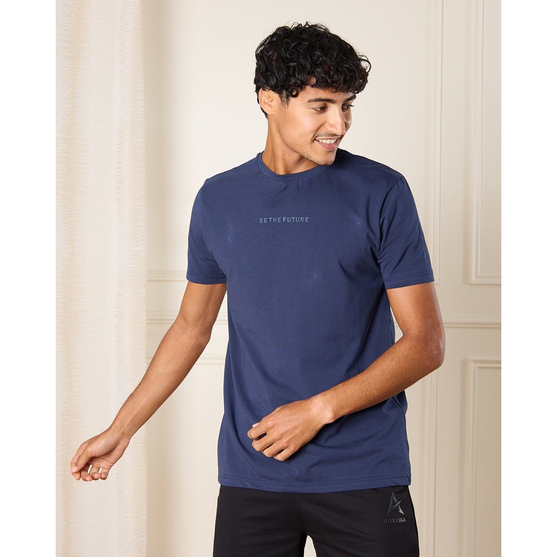 Men Navy Be The Future Print Active T-Shirt