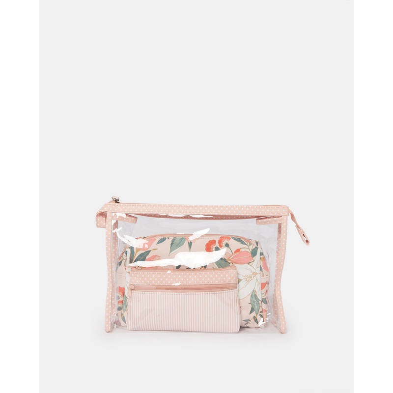 Pink Cosmetic Pouch  Set (3 Piece)