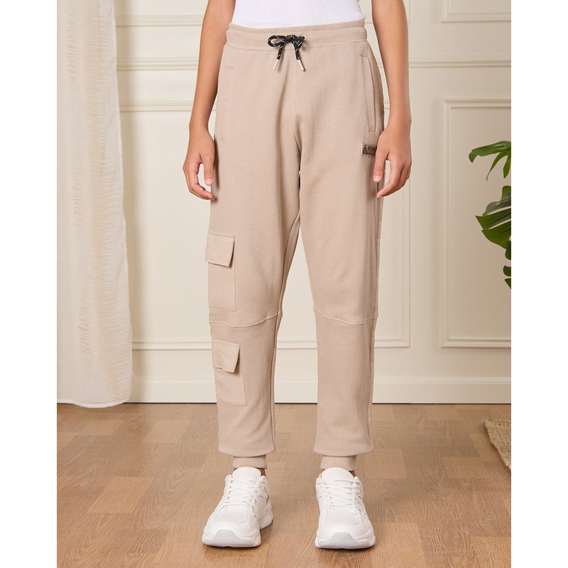Senior Boys Beige Pique Track Pants