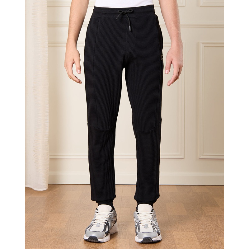 Senior Boys Black Ottoman Track Pants
