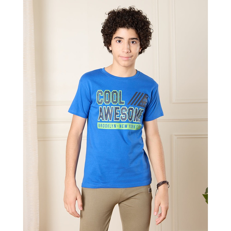 Senior Boys Blue Brooklyn Print T-Shirt