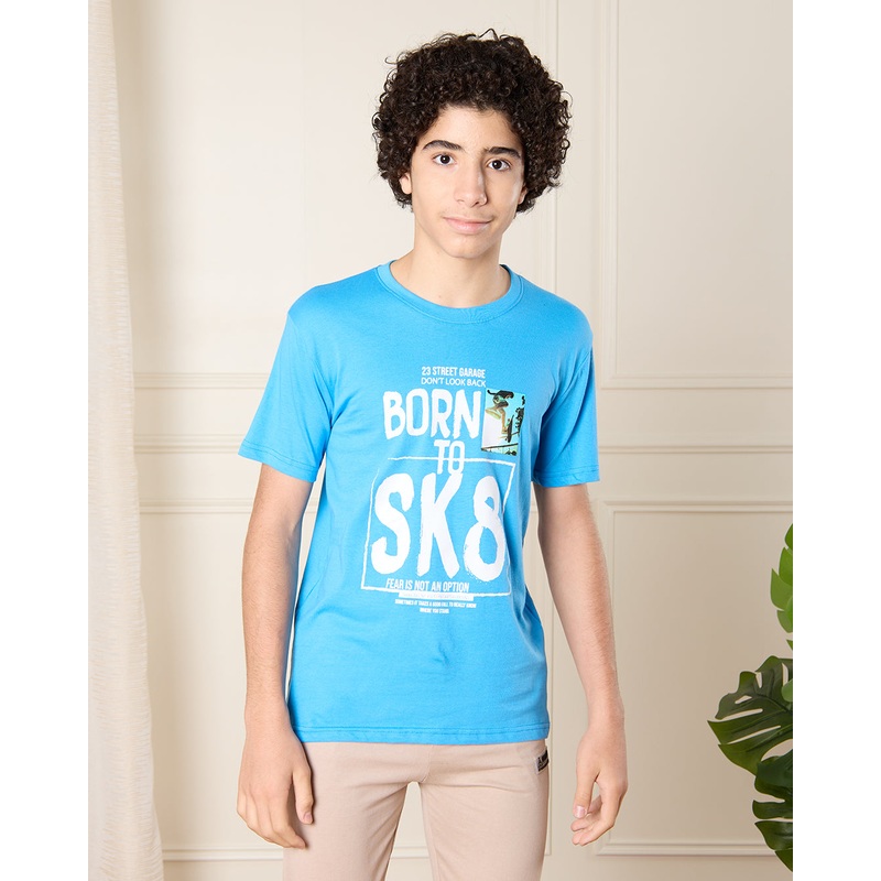 Senior Boys Blue SK8 Print T-Shirt