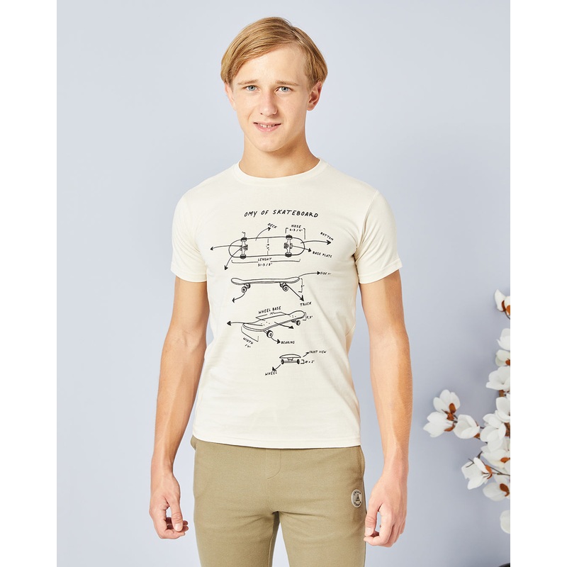 Senior Boys Cream Printed T-Shirt