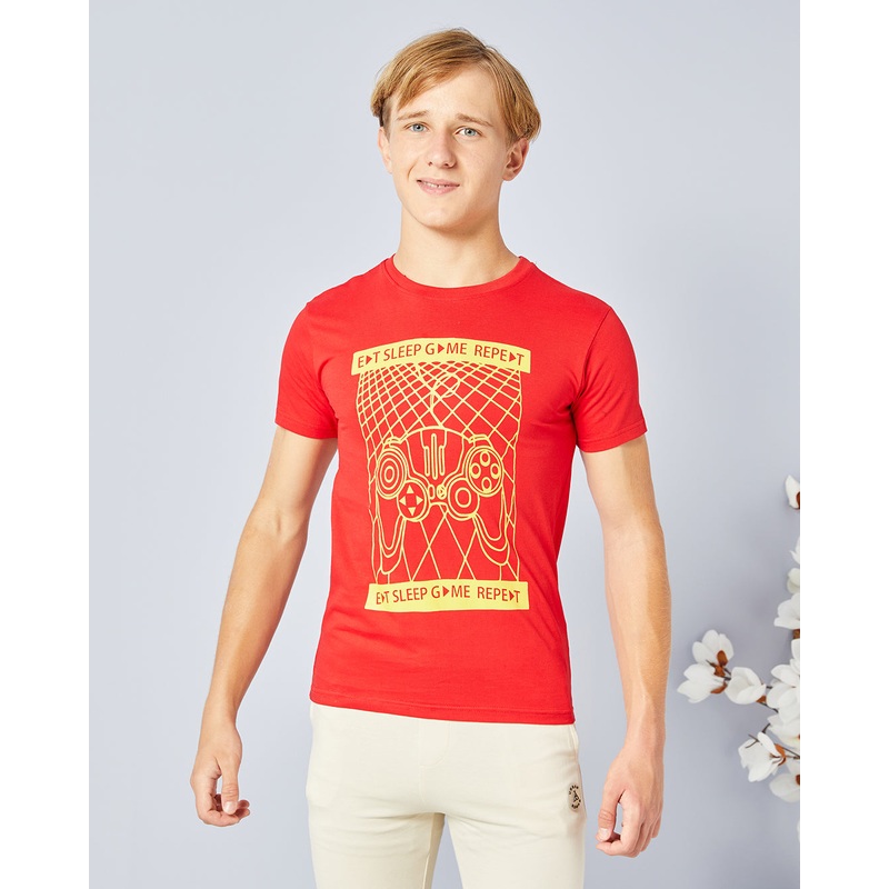 Senior Boys Red Printed T-Shirt
