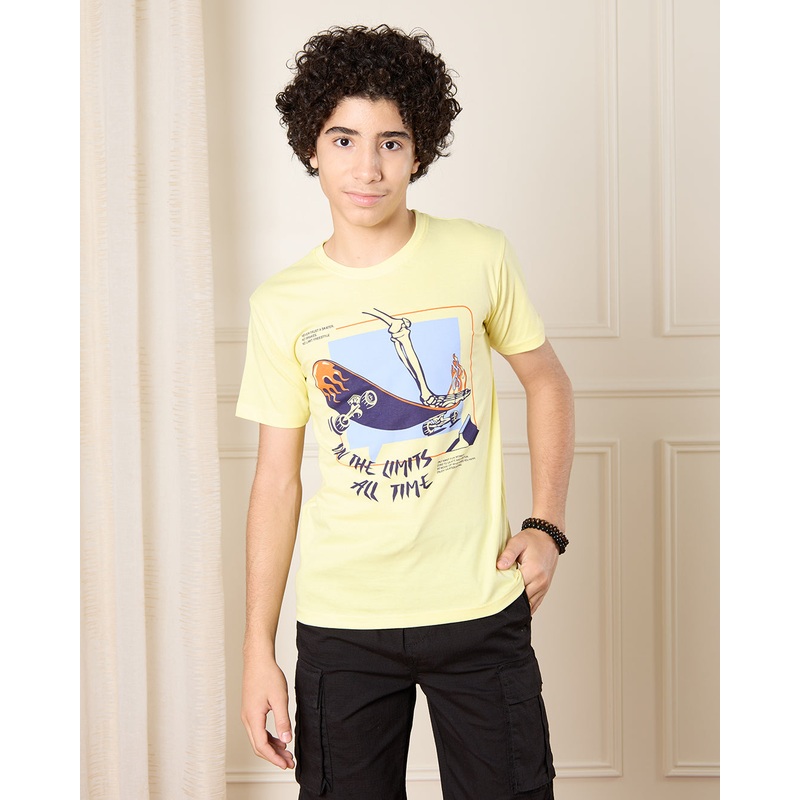 Senior Boys Yellow Skate Print T-Shirt