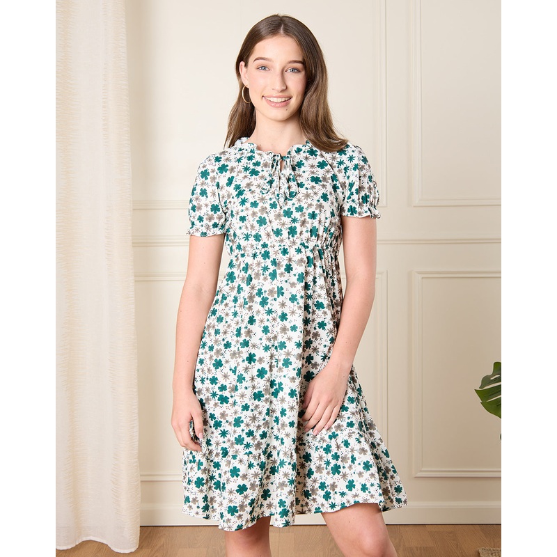 Senior Girls Blue Printed Dress