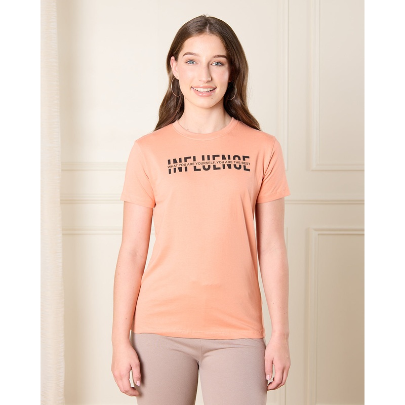 Senior Girls Orange Printed T-Shirt