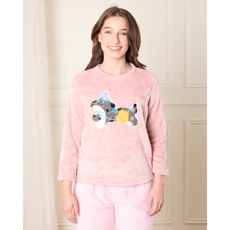 Senior Girls Pink Embellished Pyjama Set (2 Piece)