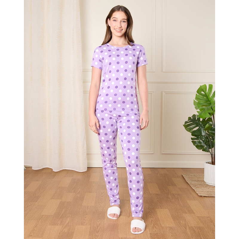 Senior Girls Purple Printed Pyjama Set (2 Piece)