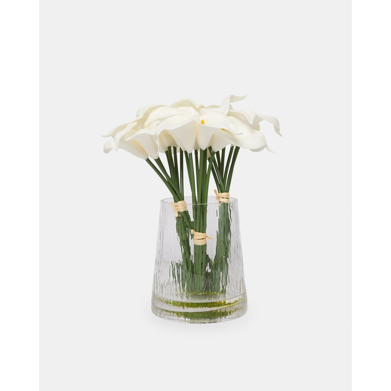 White Artificial Calla Lily In Glass Vase