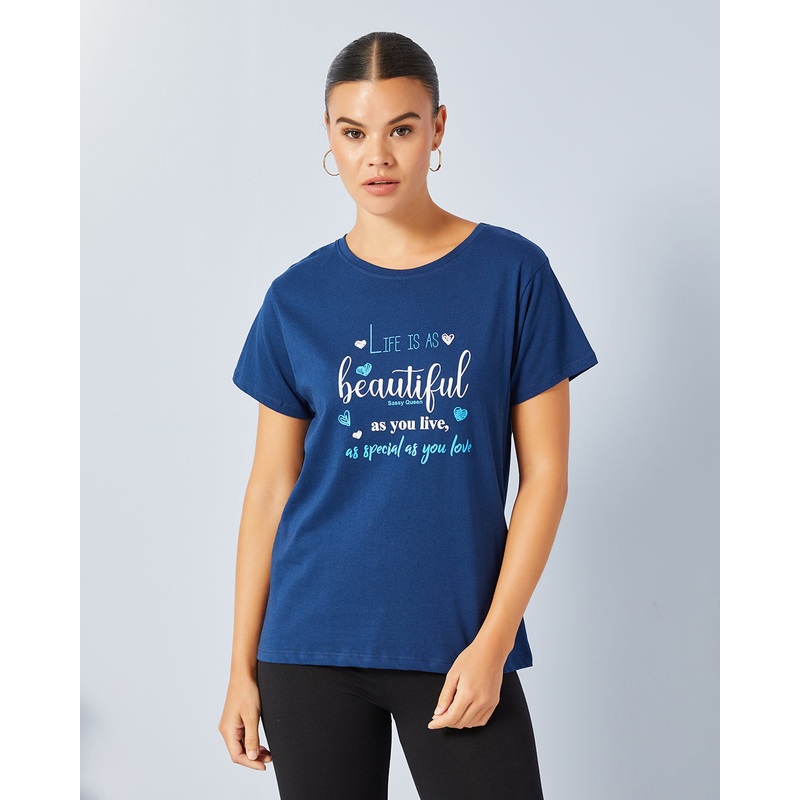Woman Navy Graphic  T-Shirt|Small|Medium|Large|X-Large