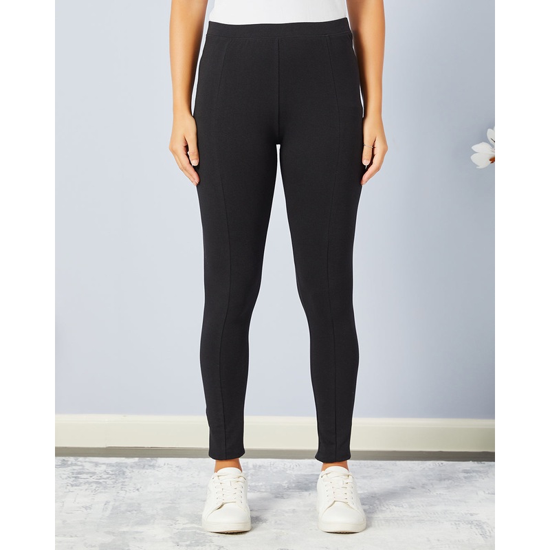 Women Black Front Seam Legging