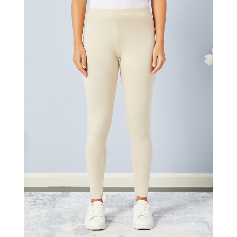 Women Cream Full Length Legging