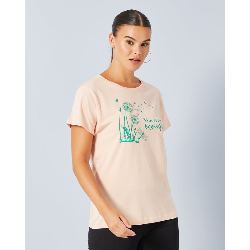 Women Pink Basic Graphic T-Shirt