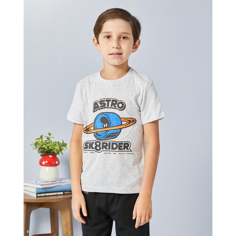 Boys Grey Astro Print T-Shirt|2-3 Years|3-4 Years|4-5 Years|5-6 Years|6-7 Years|7-8 Years