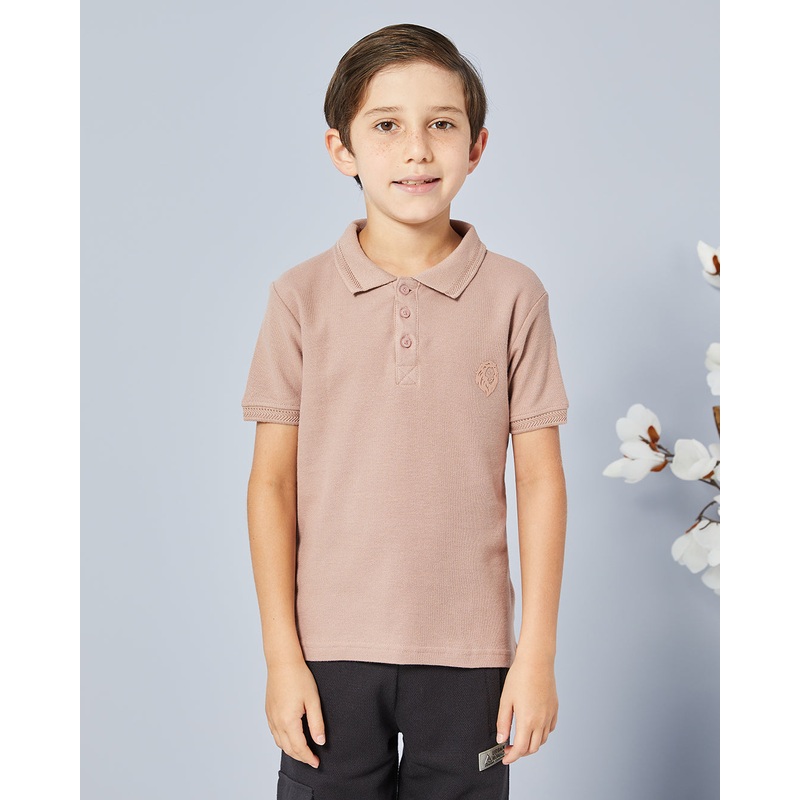 Boys Lilac Basic Tipping Polo Shirt