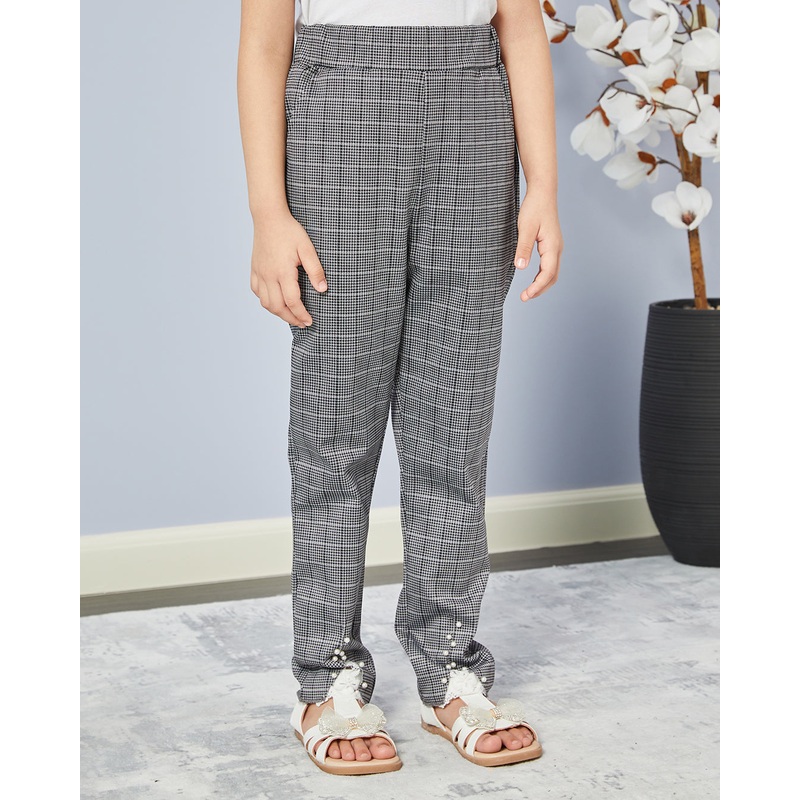 Girls Black Checkered Pants|2-3 Years|4-5 Years|6-7 Years|7-8 Years