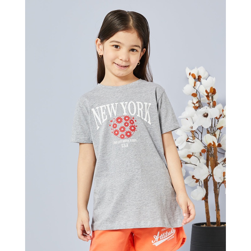Girls Grey Printed T-Shirt|8-9 Yrs (S)|9-10 Yrs (M)|11-12 Yrs (L)|13-14 Yrs (XL)