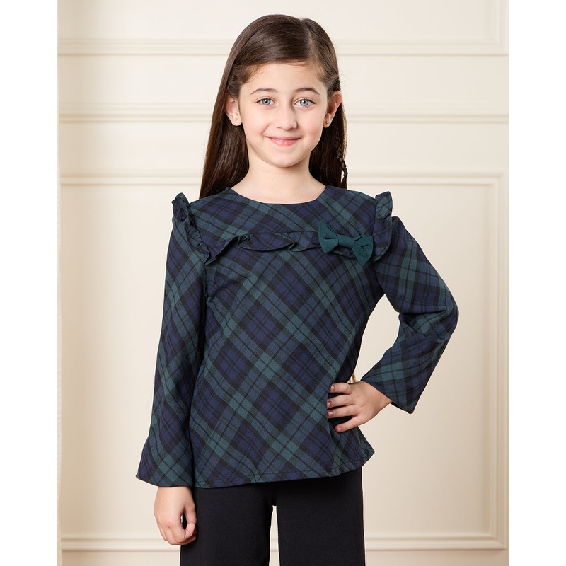 Girls Navy Checkered Top|2-3 Years|4-5 Years|5-6 Years|7-8 Years
