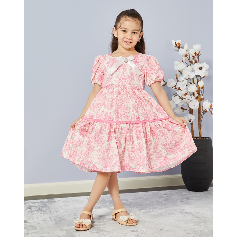 Girls Pink Printed Dress|2-3 Years|4-5 Years|5-6 Years|7-8 Years