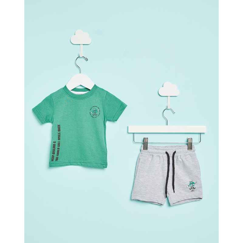 Infant Boys Green And Grey Casual Set (2 Piece)