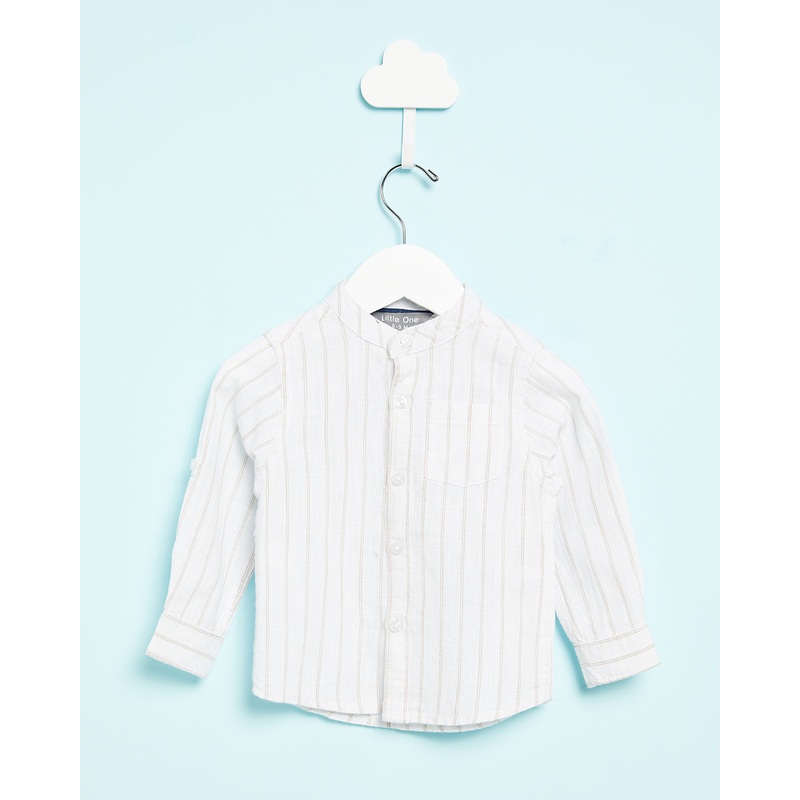 Infant Boys White Striped Casual Shirt