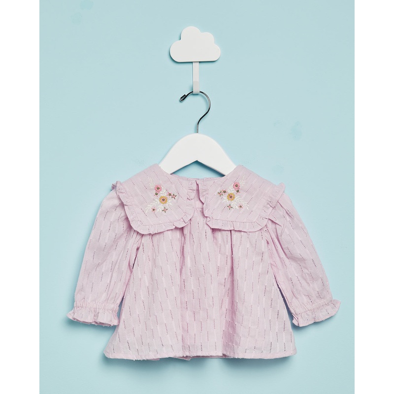 Infant Girls Lilac Embroidered Collar Blouse