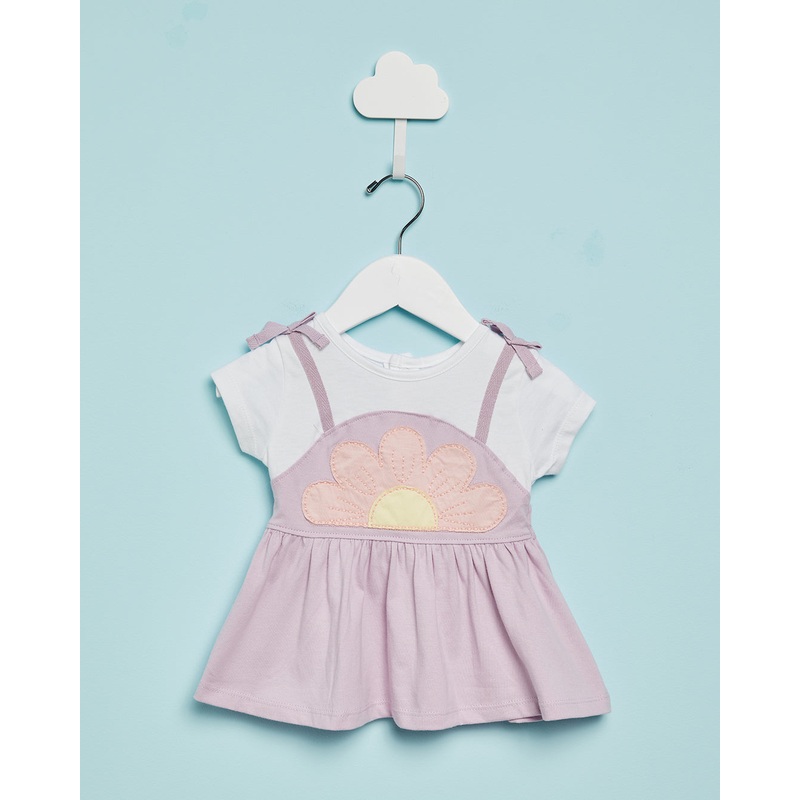 Infant Girls White And Lilac Embroidered Blouse