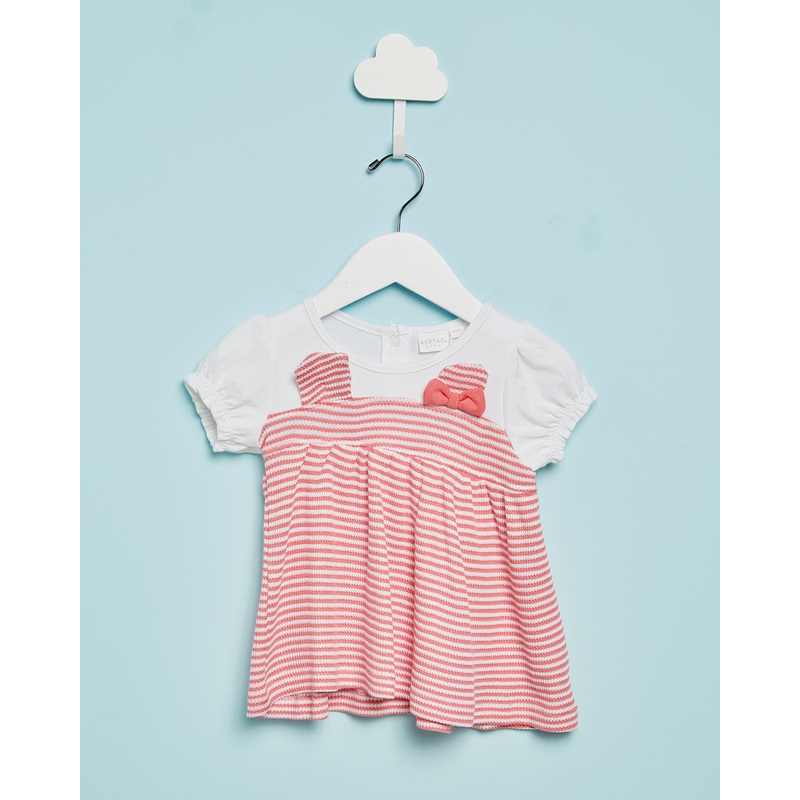 Infant Girls White And Pink Striped Blouse