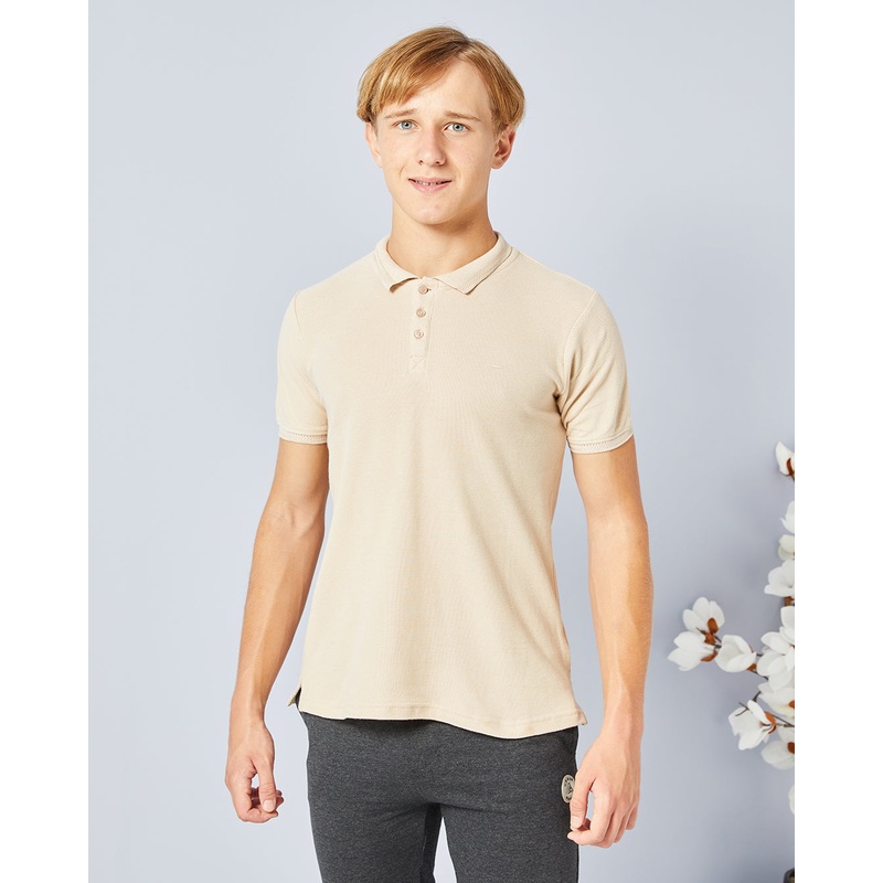 Senior Boys Beige Basic Polo Shirt