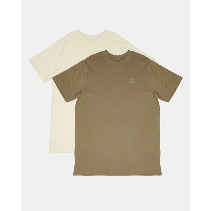 Senior Boys Cream And Olive T-Shirt Set (2 Piece)