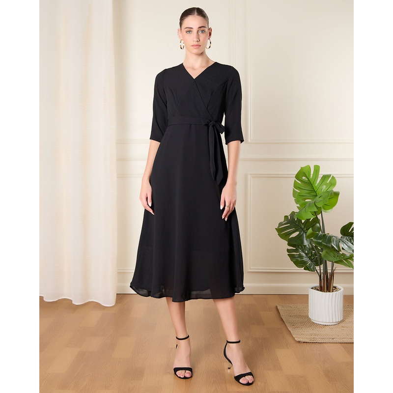 Women Black Midi Casual Dress|UK10|UK12|UK14|UK16|UK18