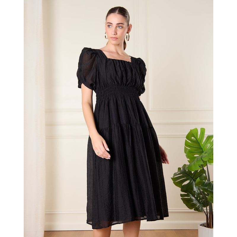 Women Black Square Neck Dress|Small|Medium|Large|X-Large