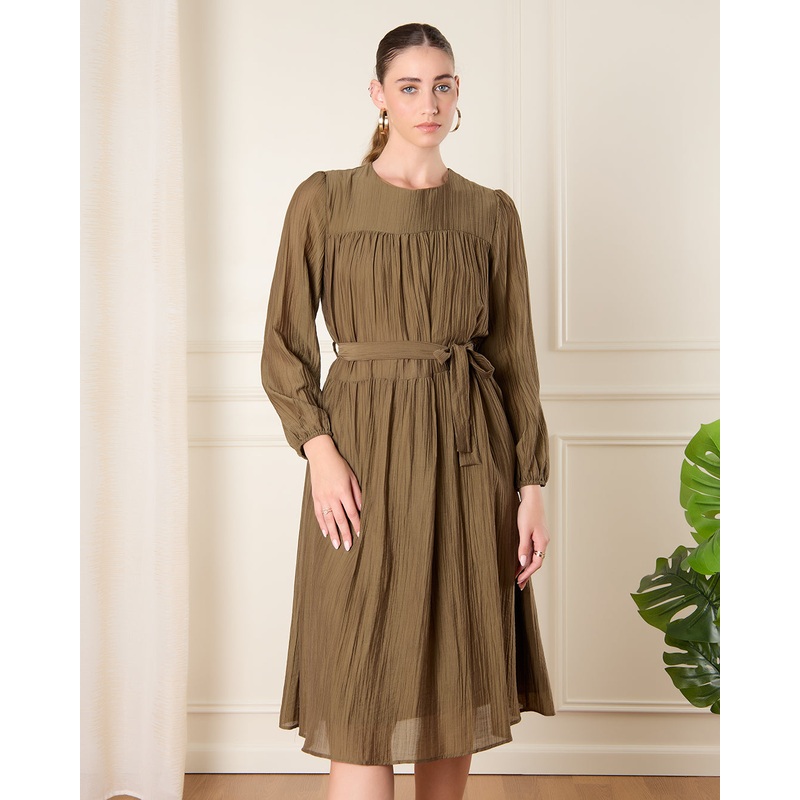 Women Brown Belted Dress|Small|Medium|Large|X-Large