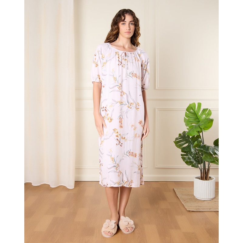 Women Pink Printed Nightgown|Medium|Large|X-Large