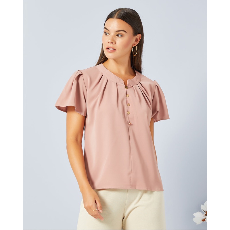 Women Pink Solid Casual Blouse